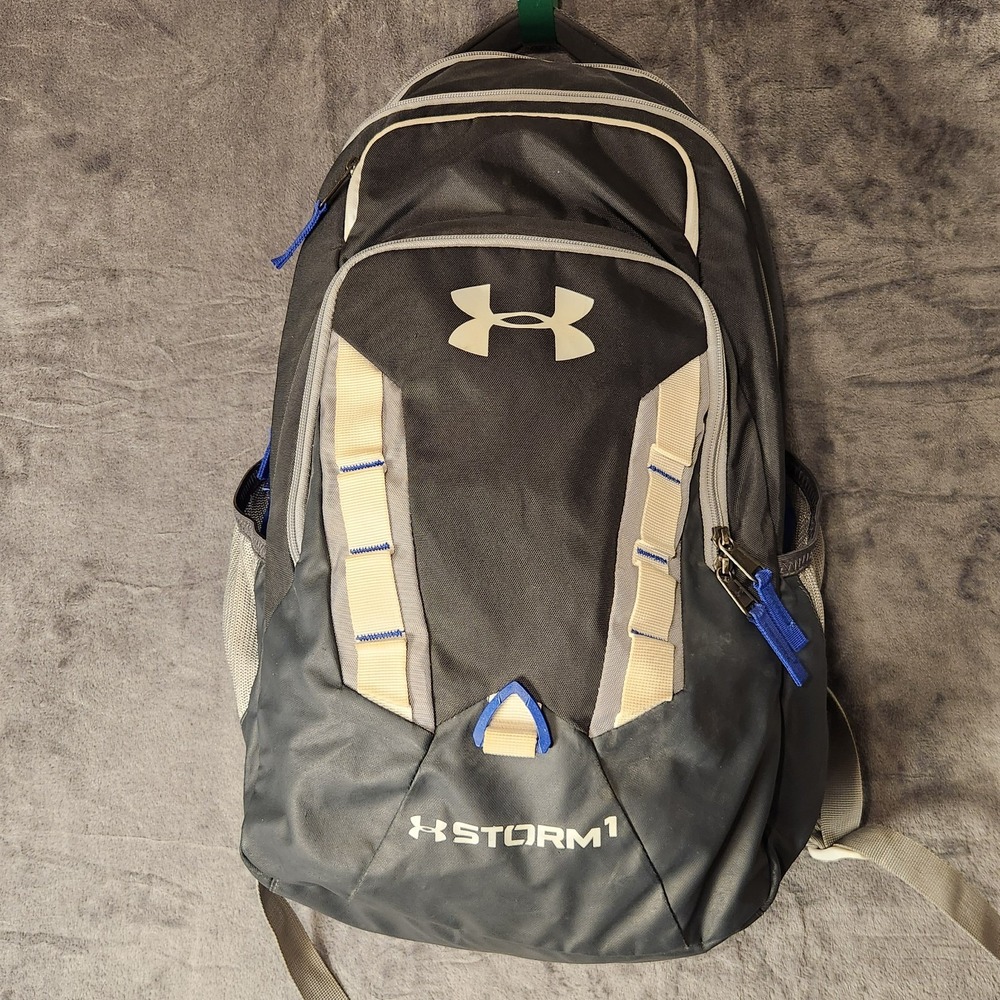 Under Armour Backpack Storm 1 Black Grey Laptop School Gym Bookbag